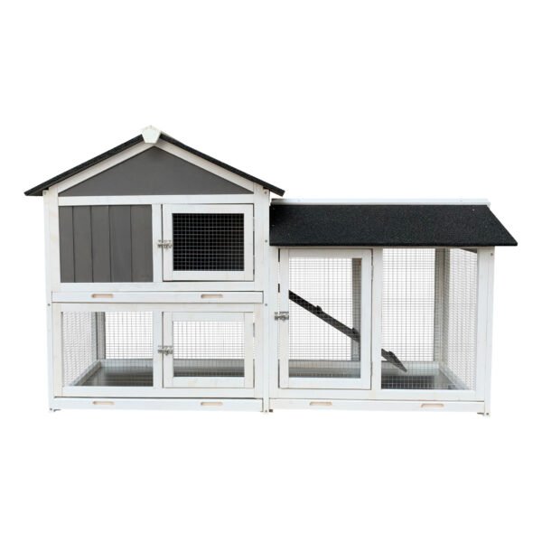 Detachable Pallet Ramp Wooden Outdoor Rabbit Hutch With Walking Cage - Image 5